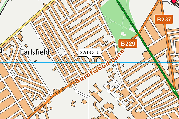 SW18 3JU map - OS VectorMap District (Ordnance Survey)