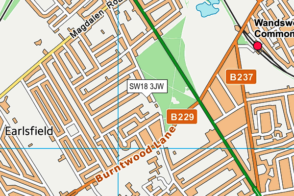 SW18 3JW map - OS VectorMap District (Ordnance Survey)
