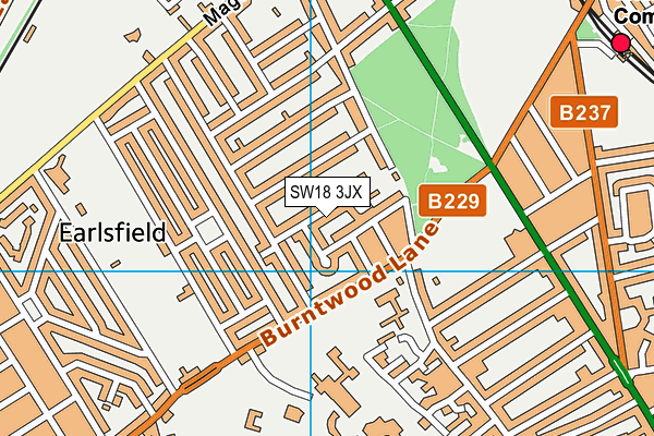 SW18 3JX map - OS VectorMap District (Ordnance Survey)