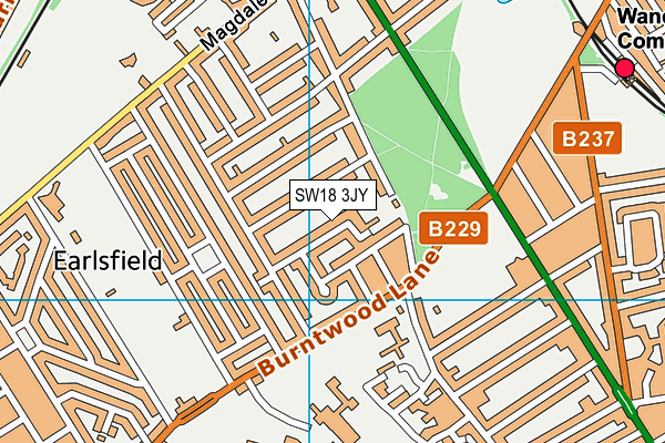 SW18 3JY map - OS VectorMap District (Ordnance Survey)