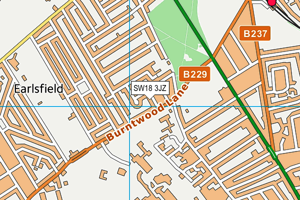 SW18 3JZ map - OS VectorMap District (Ordnance Survey)