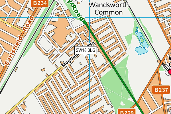 SW18 3LG map - OS VectorMap District (Ordnance Survey)