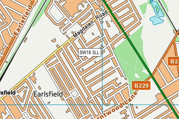 SW18 3LL map - OS VectorMap District (Ordnance Survey)