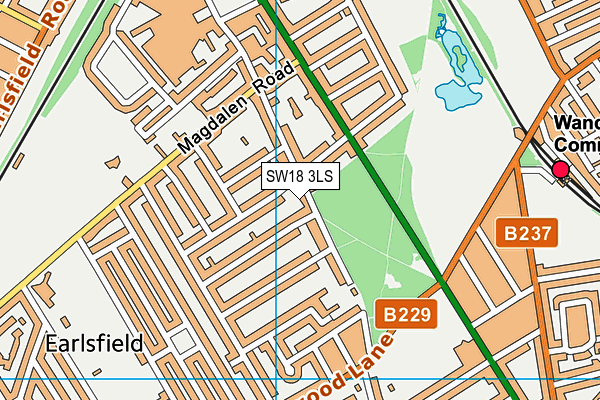 SW18 3LS map - OS VectorMap District (Ordnance Survey)