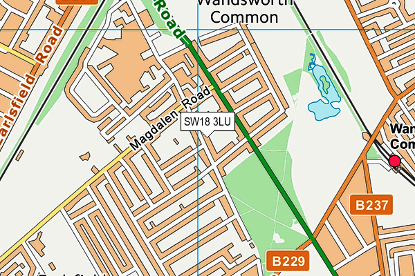 SW18 3LU map - OS VectorMap District (Ordnance Survey)