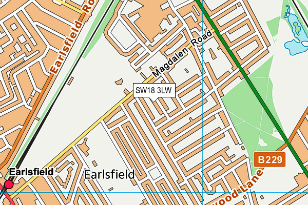 SW18 3LW map - OS VectorMap District (Ordnance Survey)