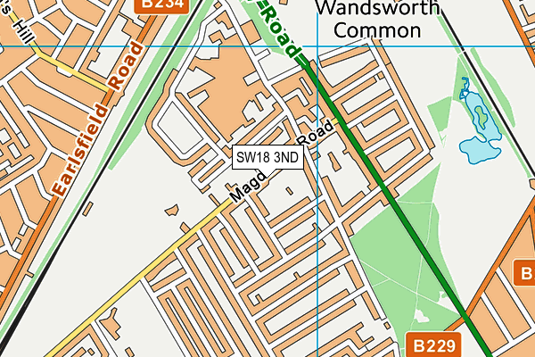 SW18 3ND map - OS VectorMap District (Ordnance Survey)