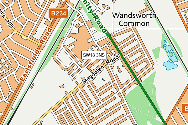 SW18 3NS map - OS VectorMap District (Ordnance Survey)