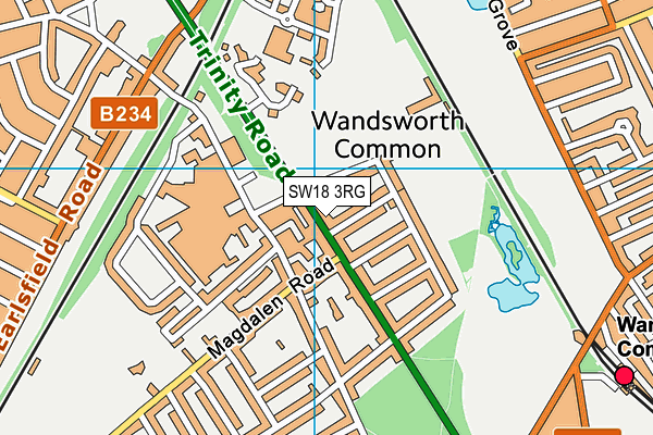 SW18 3RG map - OS VectorMap District (Ordnance Survey)