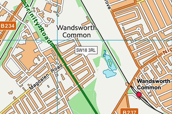 SW18 3RL map - OS VectorMap District (Ordnance Survey)