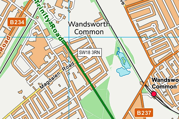 SW18 3RN map - OS VectorMap District (Ordnance Survey)