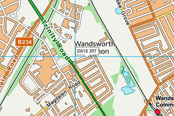 Wandsworth Common map (SW18 3RT) - OS VectorMap District (Ordnance Survey)