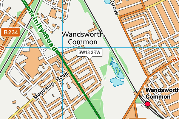 SW18 3RW map - OS VectorMap District (Ordnance Survey)