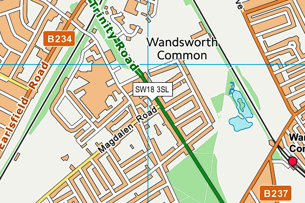 SW18 3SL map - OS VectorMap District (Ordnance Survey)
