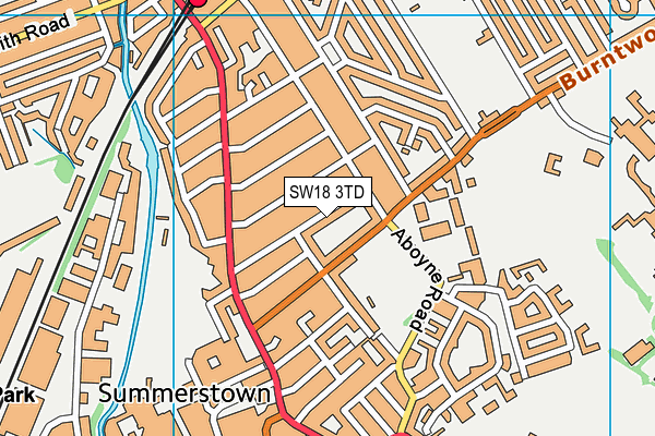SW18 3TD map - OS VectorMap District (Ordnance Survey)