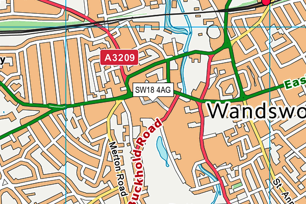 SW18 4AG map - OS VectorMap District (Ordnance Survey)