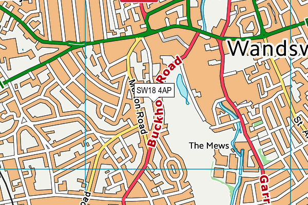 SW18 4AP map - OS VectorMap District (Ordnance Survey)