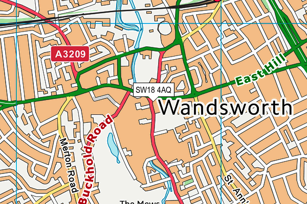 SW18 4AQ map - OS VectorMap District (Ordnance Survey)