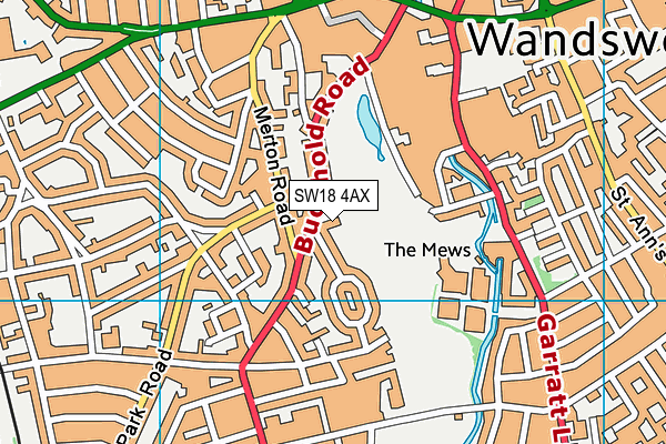 SW18 4AX map - OS VectorMap District (Ordnance Survey)