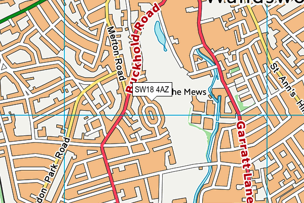 SW18 4AZ map - OS VectorMap District (Ordnance Survey)