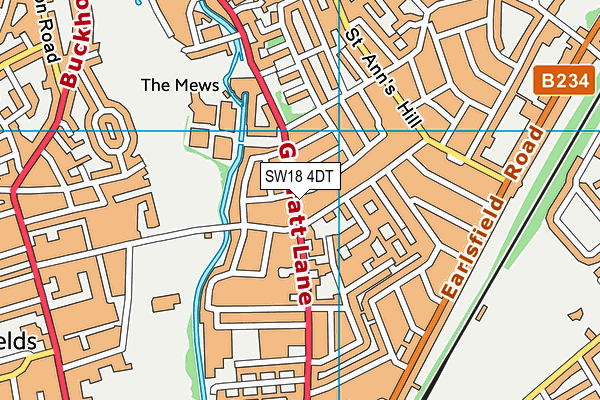 SW18 4DT map - OS VectorMap District (Ordnance Survey)