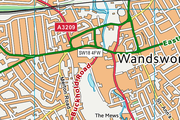 SW18 4FW map - OS VectorMap District (Ordnance Survey)
