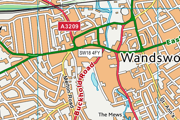SW18 4FY map - OS VectorMap District (Ordnance Survey)