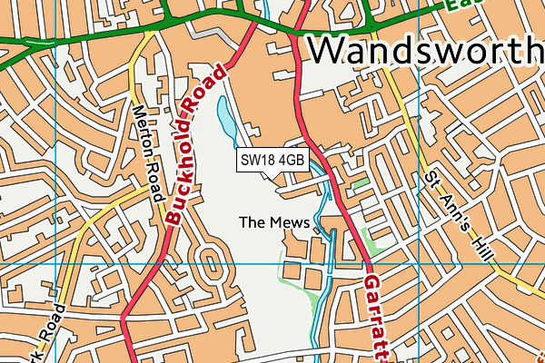 SW18 4GB map - OS VectorMap District (Ordnance Survey)