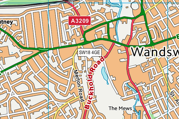 SW18 4GE map - OS VectorMap District (Ordnance Survey)