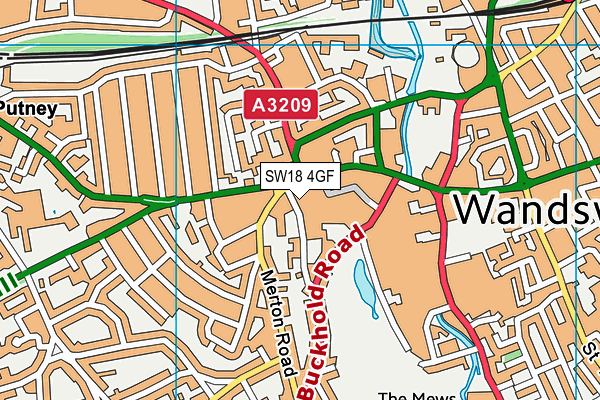 SW18 4GF map - OS VectorMap District (Ordnance Survey)