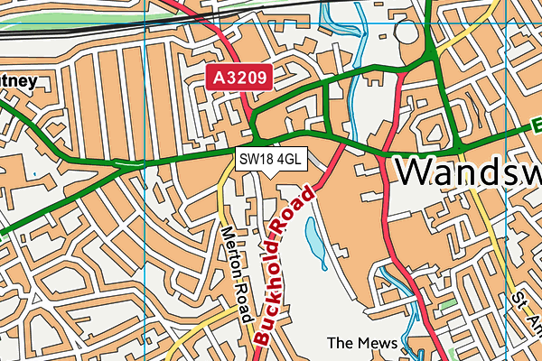SW18 4GL map - OS VectorMap District (Ordnance Survey)