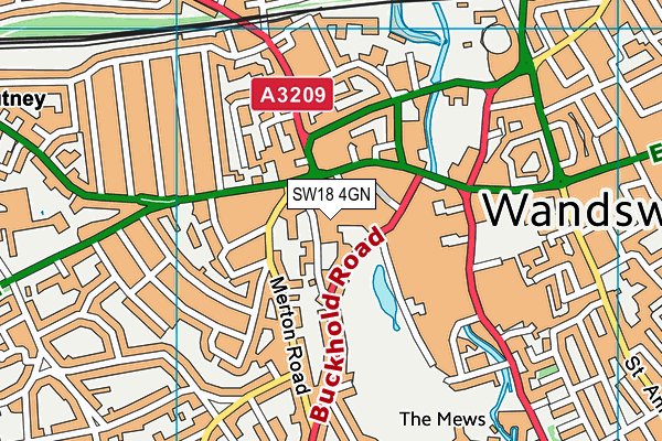 SW18 4GN map - OS VectorMap District (Ordnance Survey)