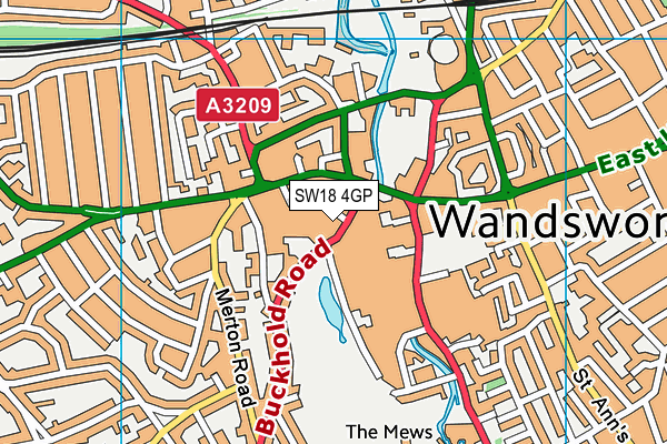 SW18 4GP map - OS VectorMap District (Ordnance Survey)