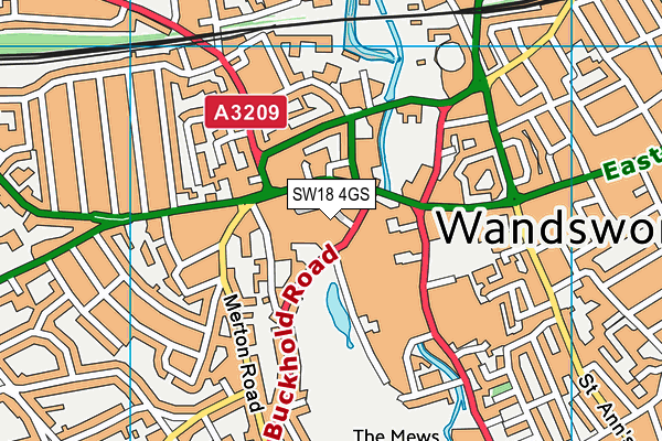 SW18 4GS map - OS VectorMap District (Ordnance Survey)