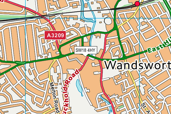 SW18 4HY map - OS VectorMap District (Ordnance Survey)