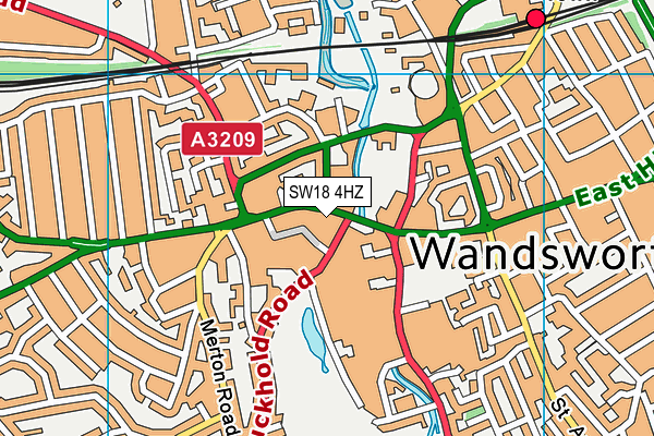 SW18 4HZ map - OS VectorMap District (Ordnance Survey)