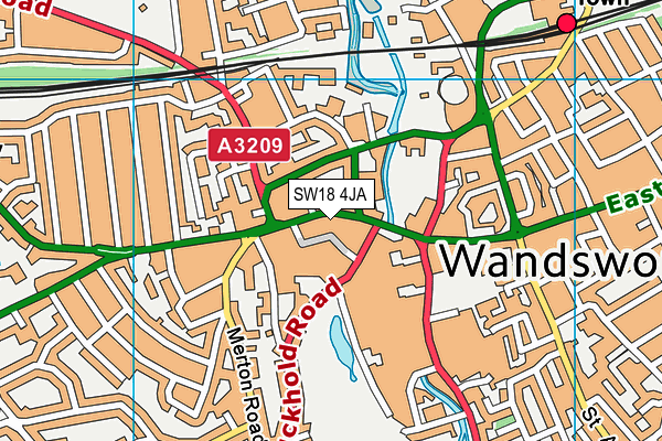 SW18 4JA map - OS VectorMap District (Ordnance Survey)
