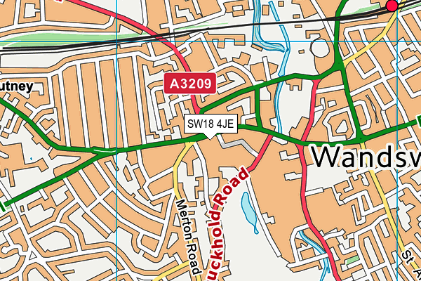 SW18 4JE map - OS VectorMap District (Ordnance Survey)