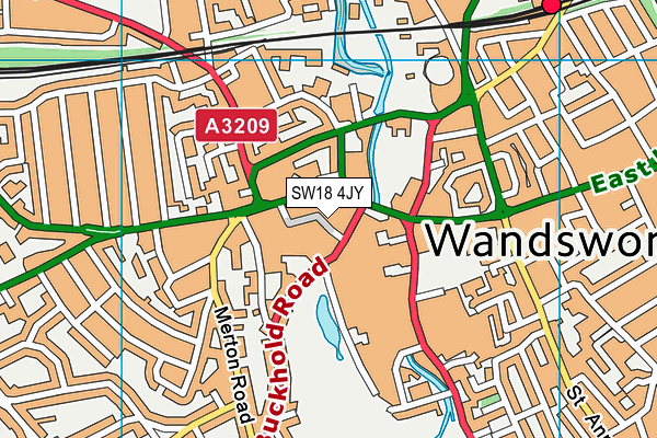 SW18 4JY map - OS VectorMap District (Ordnance Survey)