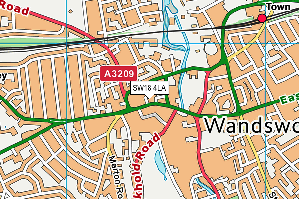 SW18 4LA map - OS VectorMap District (Ordnance Survey)
