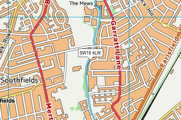 SW18 4LW map - OS VectorMap District (Ordnance Survey)