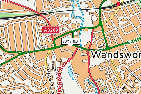 SW18 4LX map - OS VectorMap District (Ordnance Survey)