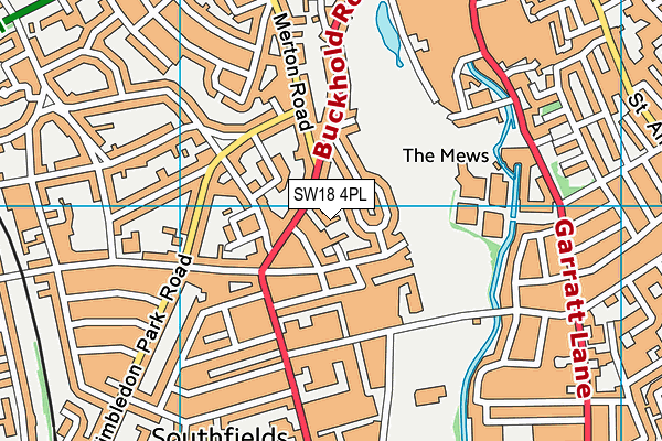 SW18 4PL map - OS VectorMap District (Ordnance Survey)