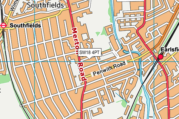 SW18 4PT map - OS VectorMap District (Ordnance Survey)