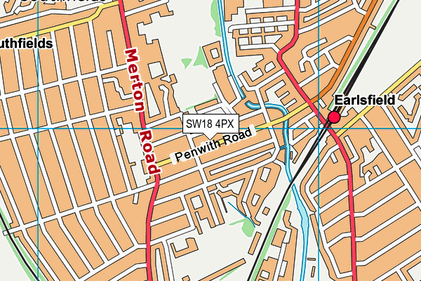 SW18 4PX map - OS VectorMap District (Ordnance Survey)