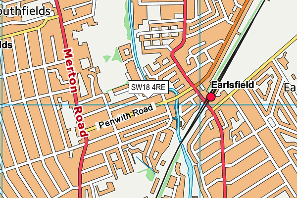 SW18 4RE map - OS VectorMap District (Ordnance Survey)