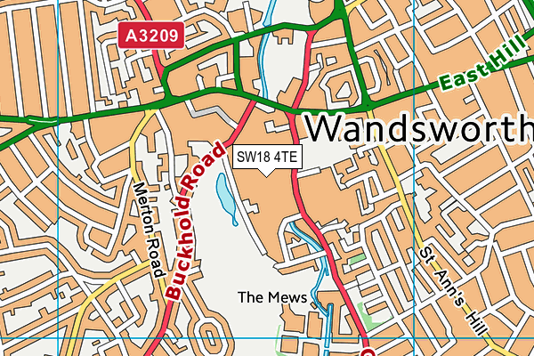 SW18 4TE map - OS VectorMap District (Ordnance Survey)