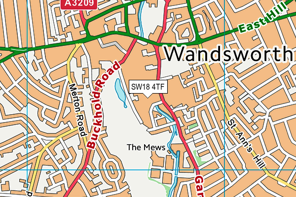 SW18 4TF map - OS VectorMap District (Ordnance Survey)