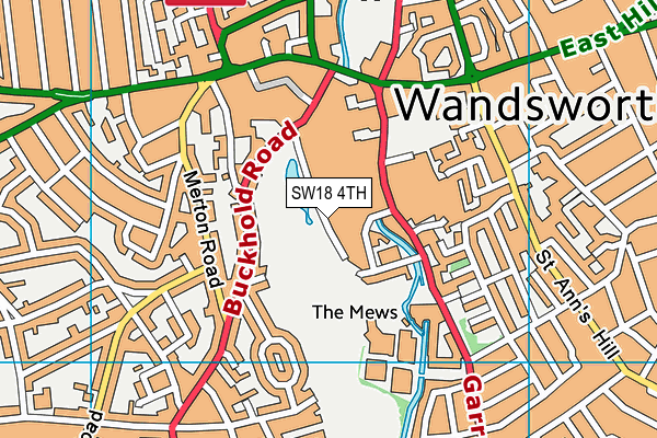 SW18 4TH map - OS VectorMap District (Ordnance Survey)