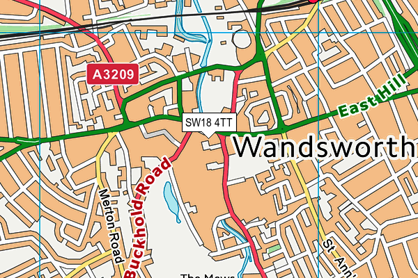 SW18 4TT map - OS VectorMap District (Ordnance Survey)